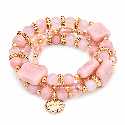 Pulsera elástica de estilo elegante con combinación de piedras efecto mármol COLOR ROSA