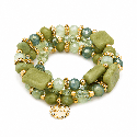 Pulsera elástica de estilo elegante con combinación de piedras efecto mármol COLOR VERDE
