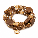 Pulsera elástica de estilo elegante con combinación de piedras efecto mármol COLOR MARRON