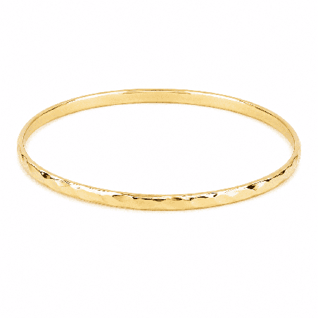 Brazalete fino de diseño elegante con acabado brillante y textura martillada sutil COLOR DORADO