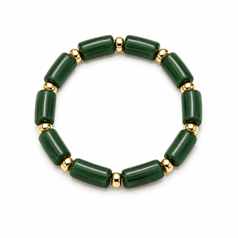 Pulsera elástica de diseño moderno con piezas cilíndricas  COLOR VERDE