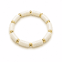 Pulsera elástica de diseño moderno con piezas cilíndricas  COLOR BLANCO