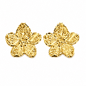 Pendientes tipo botón con diseño floral elegante y acabado dorado brillante