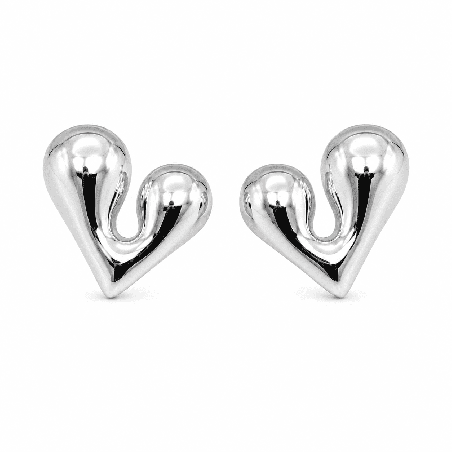 Pendientes tipo botón con diseño de corazón moderno y acabado dorado brillante