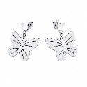 Pendientes colgantes con delicado diseño de mariposa y acabado brillante premium