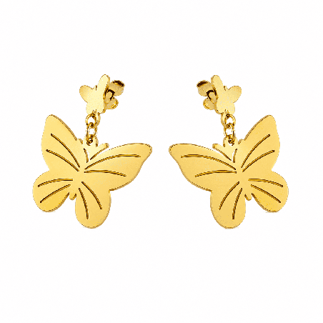 Pendientes colgantes con delicado diseño de mariposa y acabado brillante premium