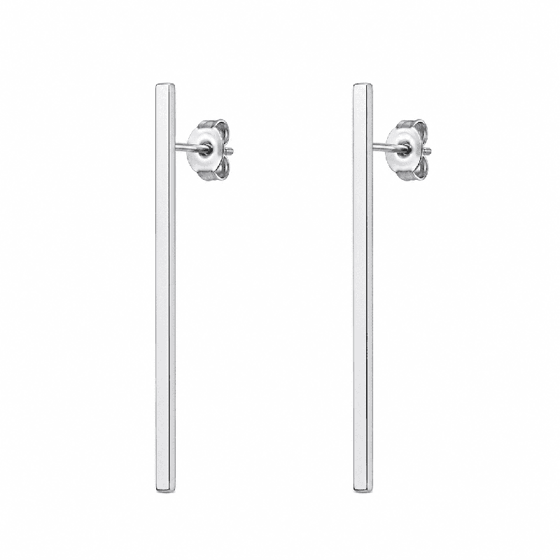 Pendientes minimalistas de barra alargada con acabado brillante premium