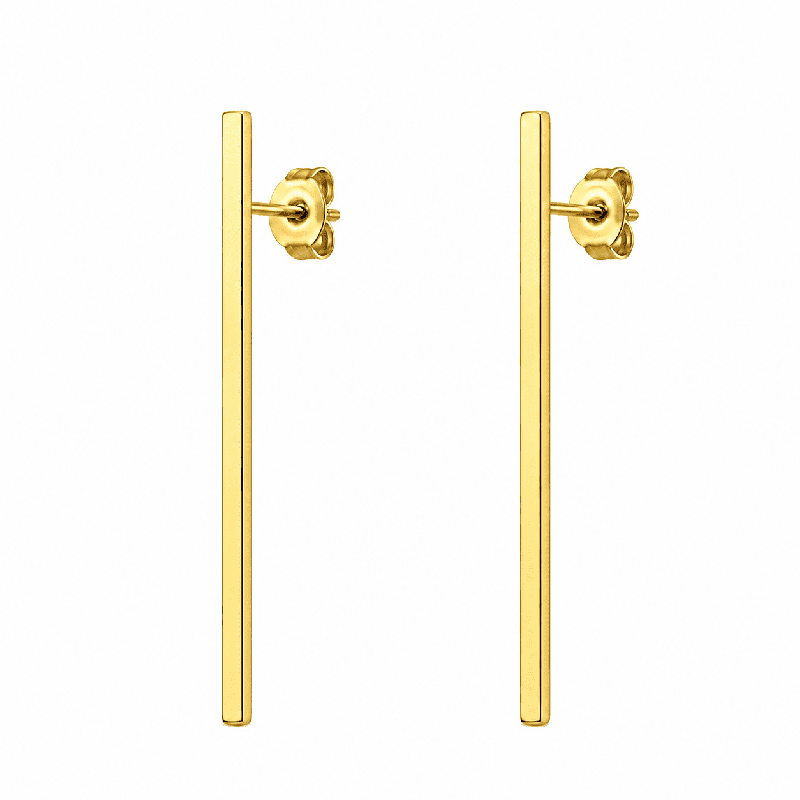 Pendientes minimalistas de barra alargada con acabado brillante premium
