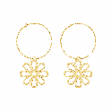 Pendientes tipo aro con delicado colgante floral y acabado brillante premium
