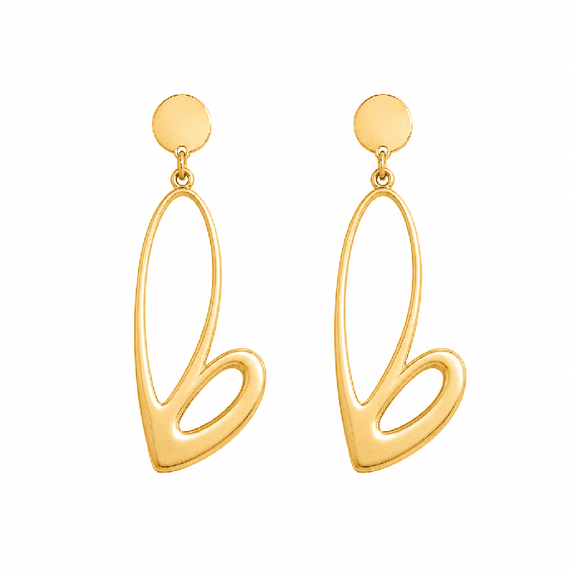 Pendientes colgantes con diseño abstracto en forma de corazón y acabado brillante premium