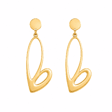 Pendientes colgantes con diseño abstracto en forma de corazón y acabado brillante premium