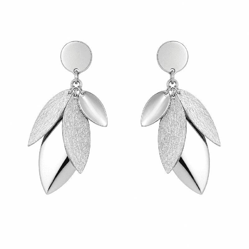 Pendientes colgantes con diseño de hojas asimétricas y acabado brillante premium
