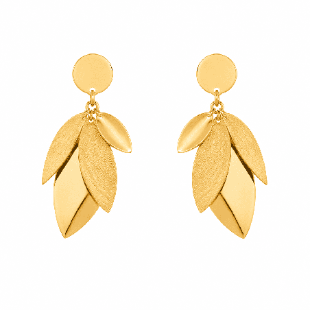 Pendientes colgantes con diseño de hojas asimétricas y acabado brillante premium
