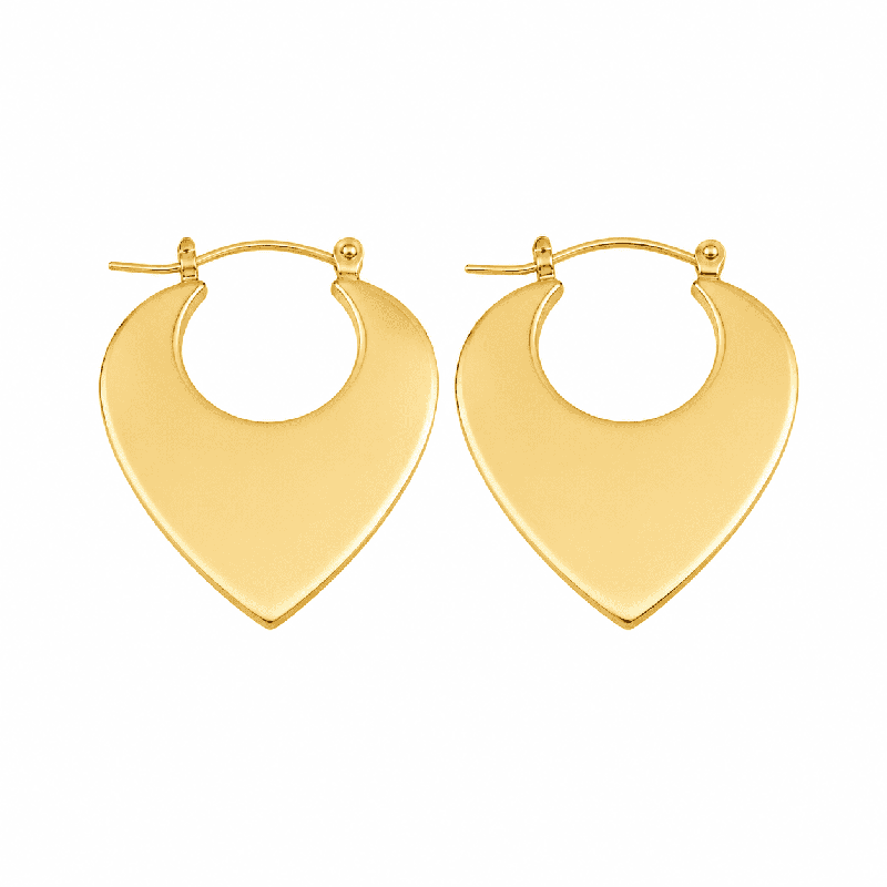 Pendientes tipo aro con elegante diseño en forma de corazón y acabado brillante premium