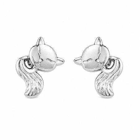Pendientes con delicado diseño de gatito y acabado brillante premium