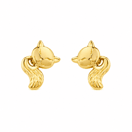 Pendientes con delicado diseño de gatito y acabado brillante premium