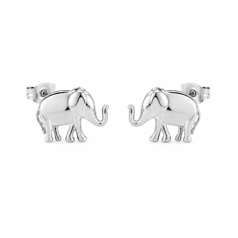 Pendientes con delicado diseño de elefante y acabado brillante premium