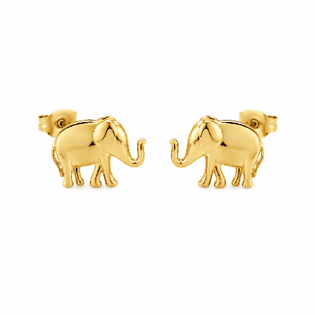 Pendientes con delicado diseño de elefante y acabado brillante premium