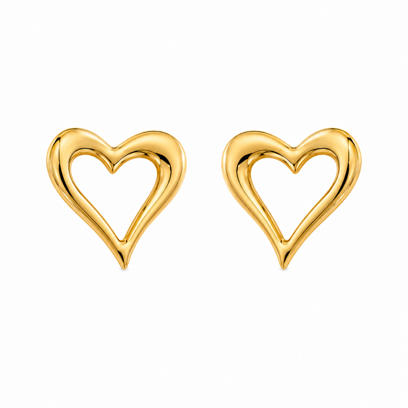 Pendientes con diseño de corazón abierto y acabado brillante premium