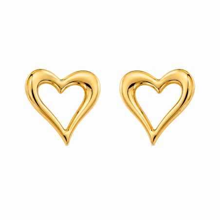 Pendientes con diseño de corazón abierto y acabado brillante premium