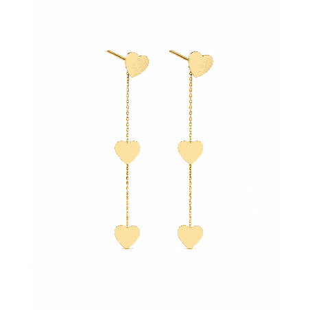 Pendientes colgantes con delicados corazones y acabado brillante premium. Inspirados en tendencias modernas y románticas