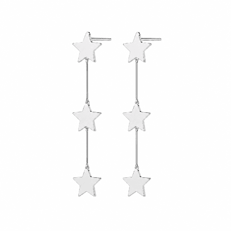 Pendientes colgantes con delicado diseño de estrellas y acabado brillante premium