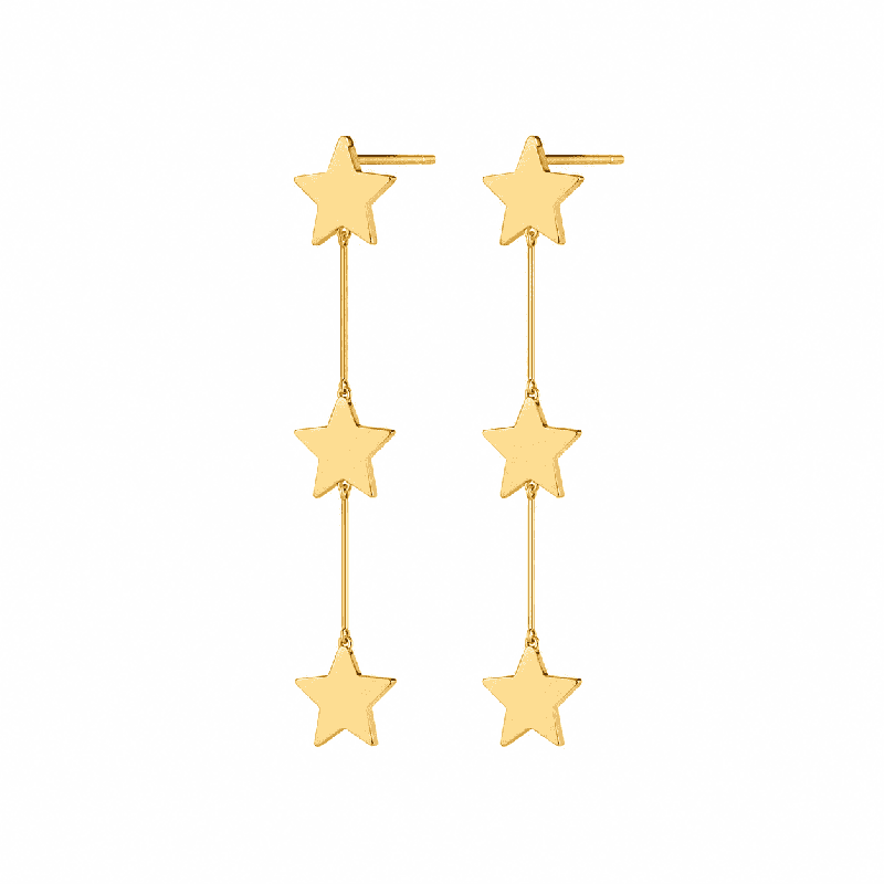 Pendientes colgantes con delicado diseño de estrellas y acabado brillante premium