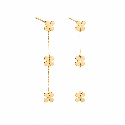 Pendientes colgantes con delicado diseño floral tipo trébol y acabado brillante premium.