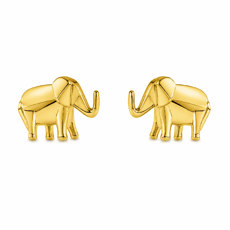 Pendientes con diseño moderno de elefante y acabado brillante premium.