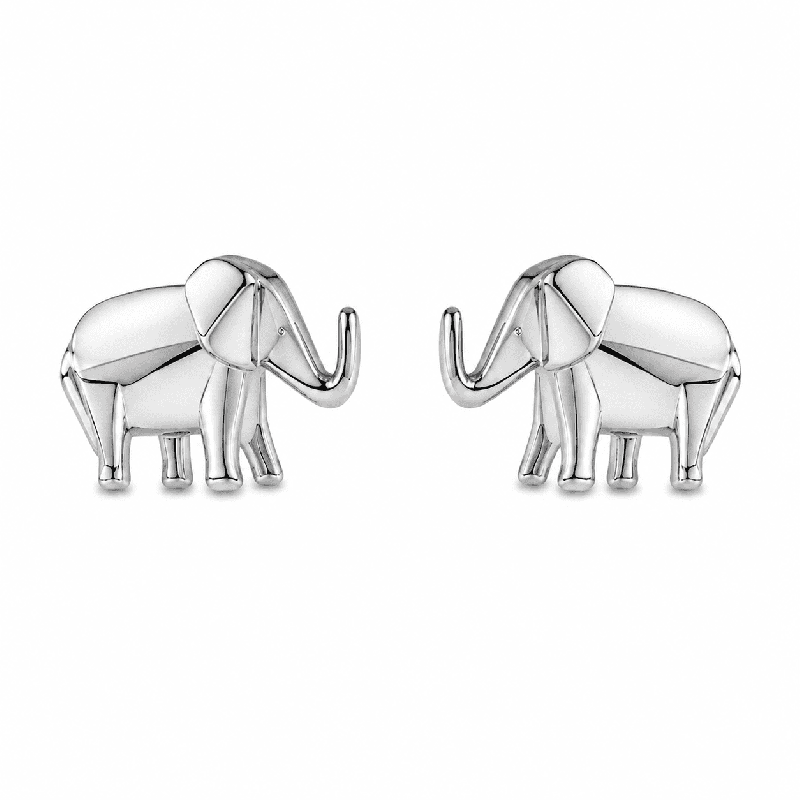 Pendientes con diseño moderno de elefante y acabado brillante premium.