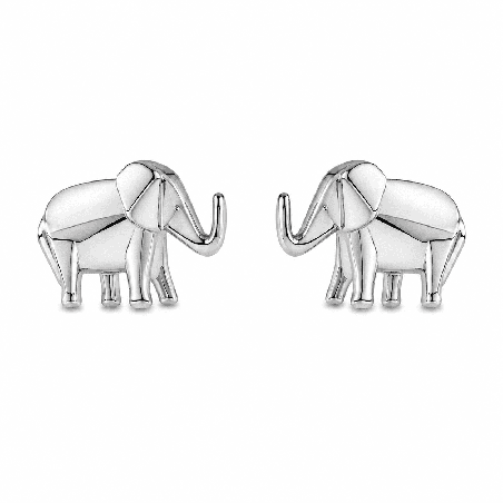 Pendientes con diseño moderno de elefante y acabado brillante premium.