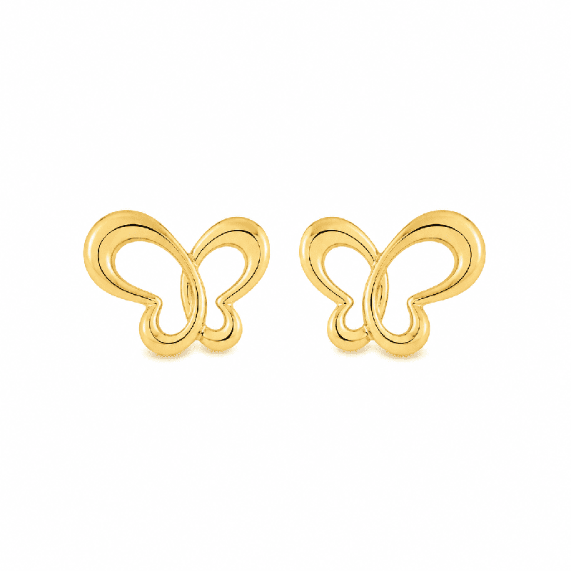 Pendientes con delicado diseño de mariposa y acabado brillante premium