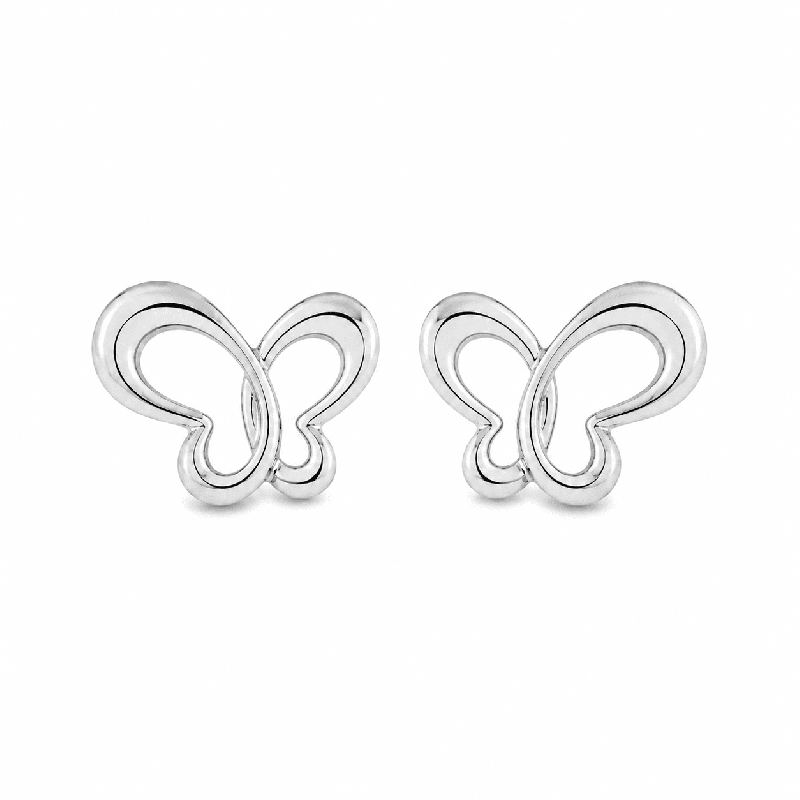Pendientes con delicado diseño de mariposa y acabado brillante premium