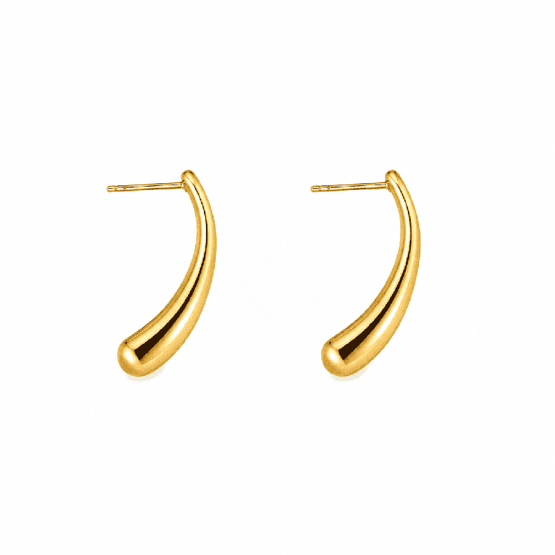 Pendientes con diseño curvo minimalista y acabado brillante premium