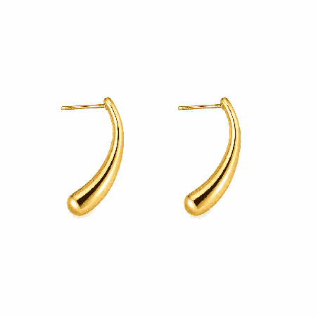 Pendientes con diseño curvo minimalista y acabado brillante premium