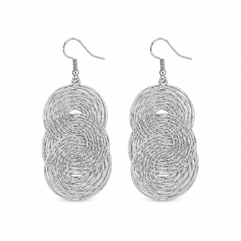 Pendientes largos con diseño artístico de espirales entrelazadas y acabado brillante premium