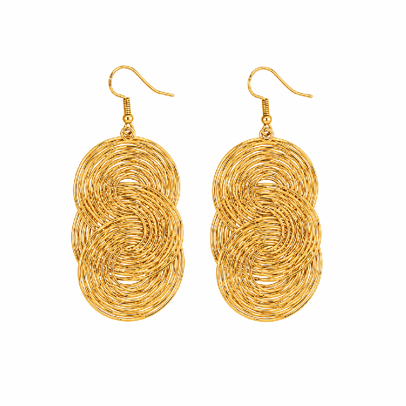 Pendientes largos con diseño artístico de espirales entrelazadas y acabado brillante premium
