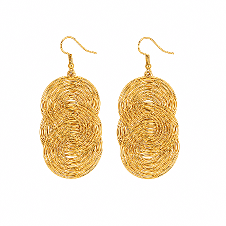 Pendientes largos con diseño artístico de espirales entrelazadas y acabado brillante premium