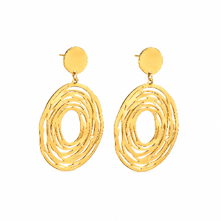 Pendientes largos con diseño ovalado artístico y acabado brillante premium