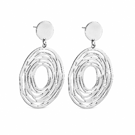 Pendientes largos con diseño ovalado artístico y acabado brillante premium