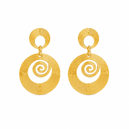 Pendientes largos con diseño espiral artístico y acabado brillante premium