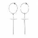 Pendientes largos con diseño de cruz minimalista y acabado brillante premium