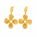 Pendientes largos con diseño floral moderno y acabado brillante premium.