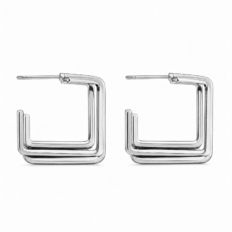 Pendientes geométricos con diseño cuadrado moderno y acabado brillante premium