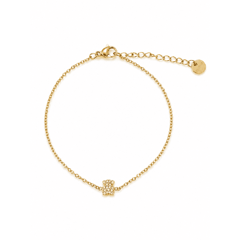 Pulsera fina con delicado diseño de osito brillante y acabado premium