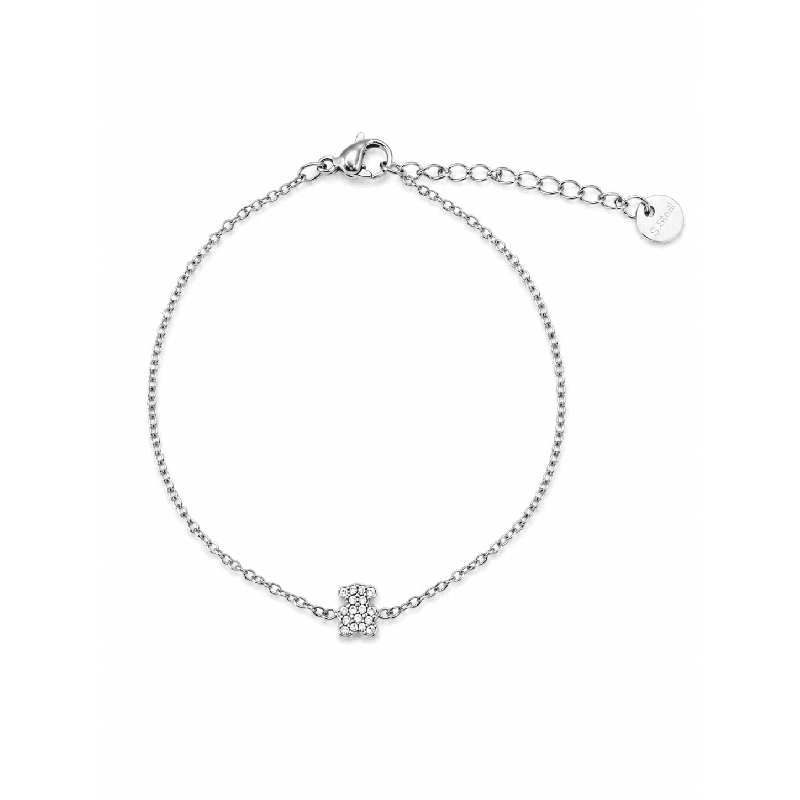 Pulsera fina con delicado diseño de osito brillante y acabado premium