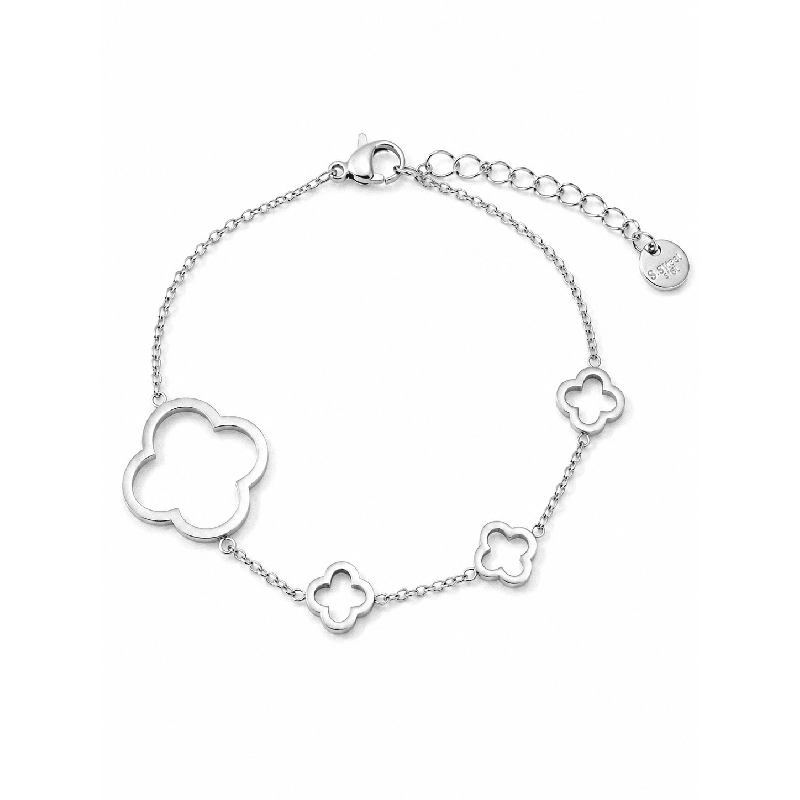 Pulsera fina con delicado diseño de tréboles abiertos y acabado brillante premium