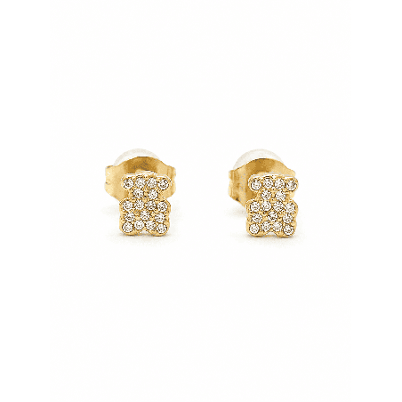 Pendientes delicados en forma de osito con detalles efecto cristal y acabado premium.