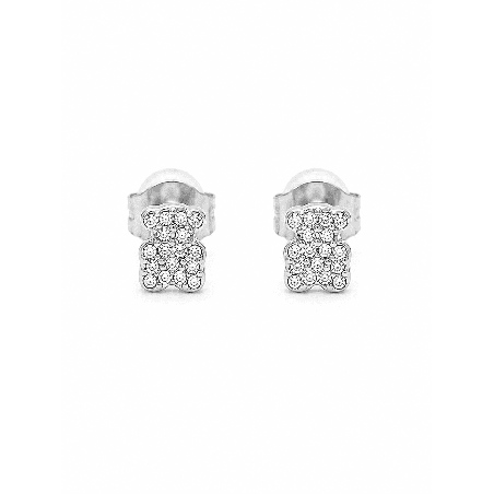 Pendientes delicados en forma de osito con detalles efecto cristal y acabado premium.