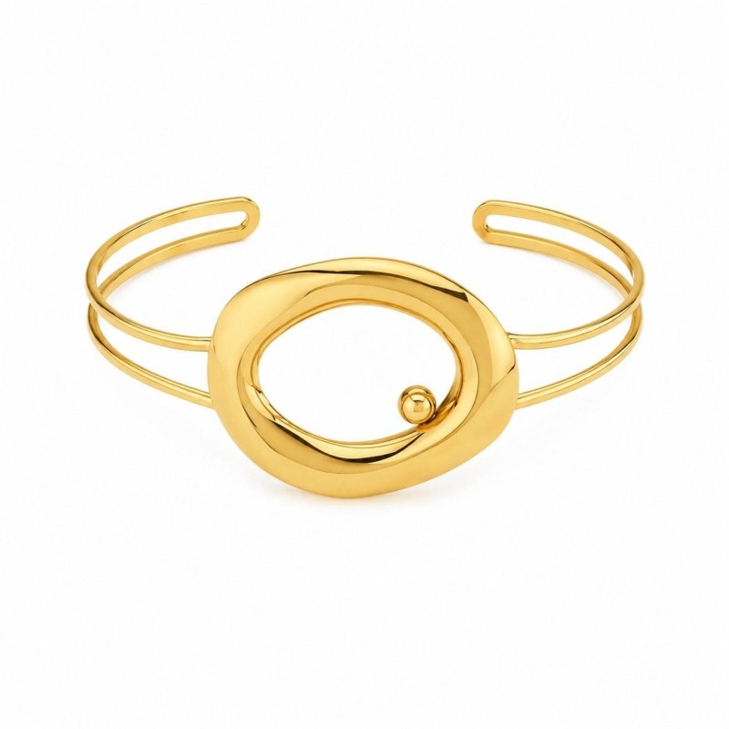 Brazalete rígido con diseño ovalado moderno y acabado brillante premium.